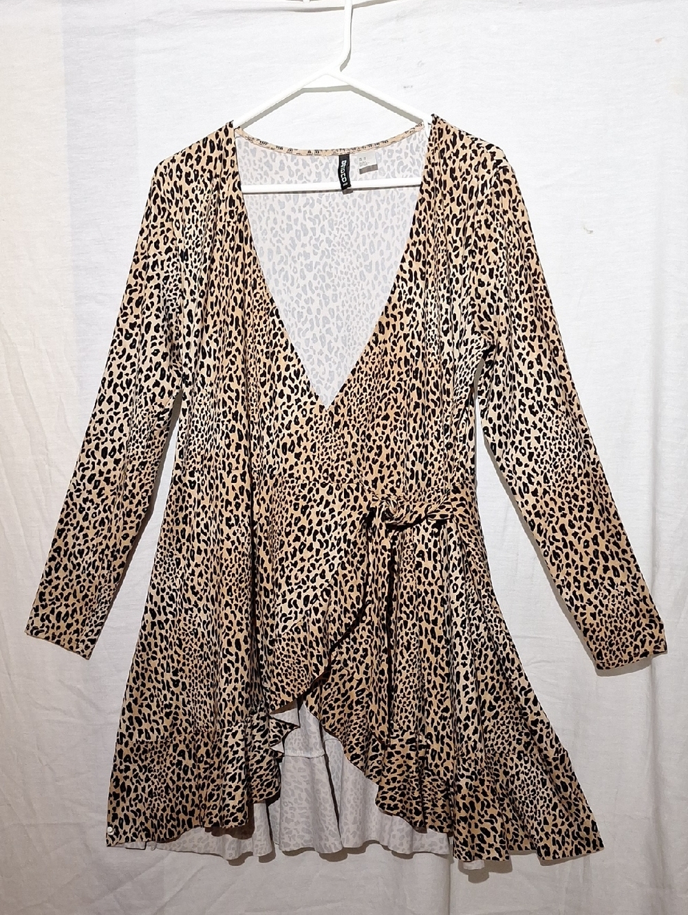 3/$20-Divided Leopard Print Wrap Style Mini Dress, 12, NWOT